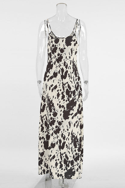 Sexy Geometric Print Contrast V Neck One Step Skirt Dresses