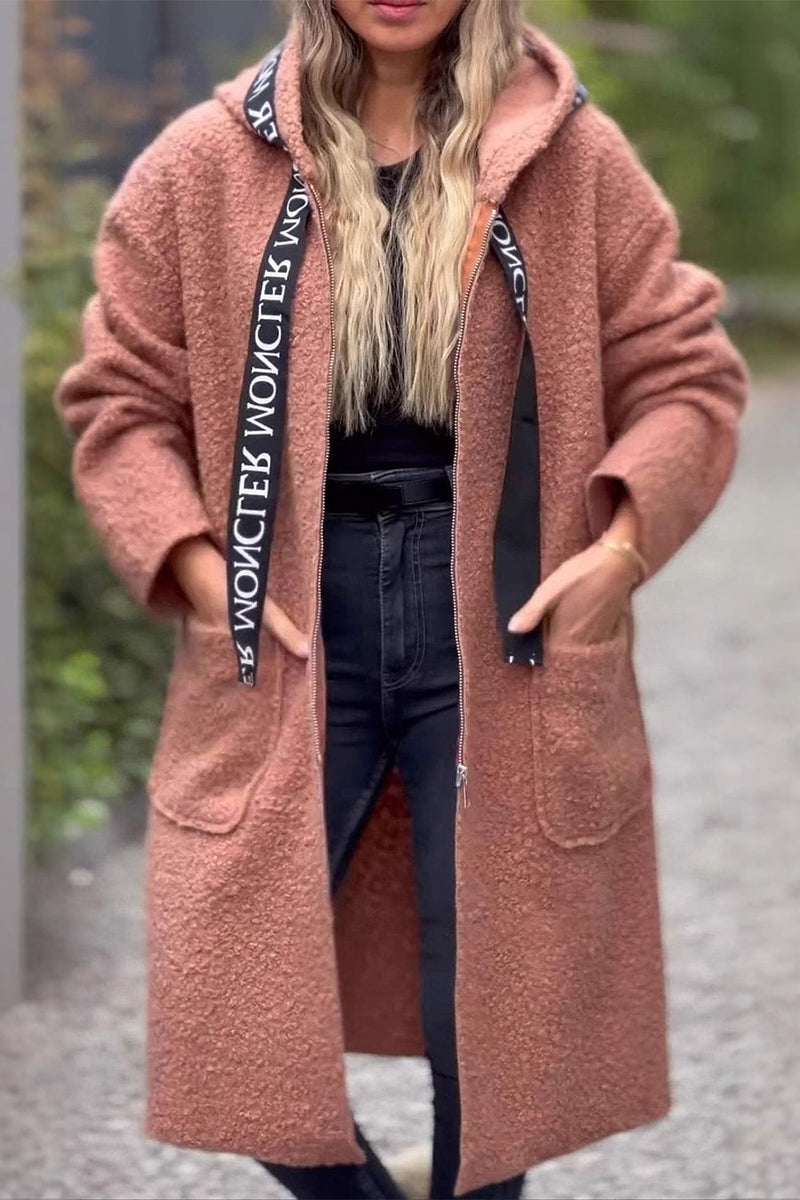 Casual Pocket Patchwork Zipper Hooded Outerwear(6 Colors)