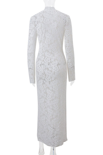 Sexy Lace See-Through Strap Design V Neck Lace Dress Dresses