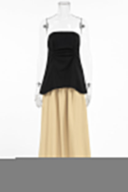Casual Street Zipper Strapless Sleeveless Two Pieces