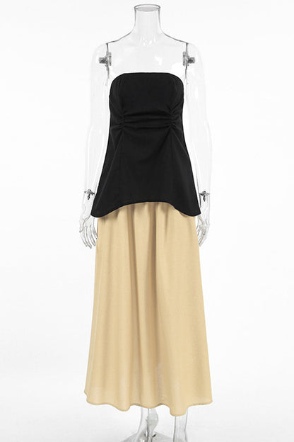 Casual Street Zipper Strapless Sleeveless Two Pieces