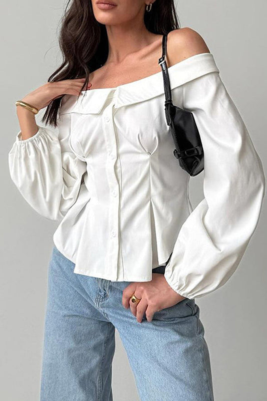 Sexy Buttons Off Shoulder Blouses