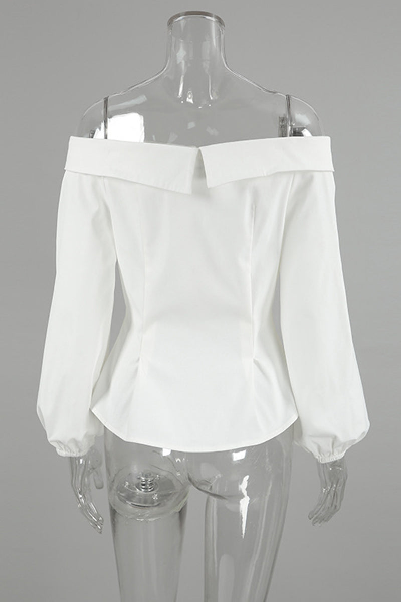 Sexy Buttons Off Shoulder Blouses