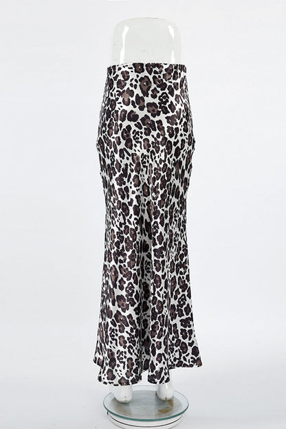 Elegant Leopard Zipper Contrast High Waist Type A Full Print Bottoms
