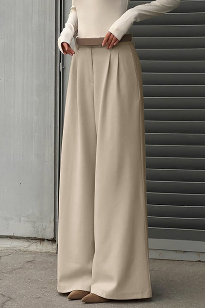 Casual Street Patchwork Loose High Waist Wide Leg Bottoms(No waist belt)