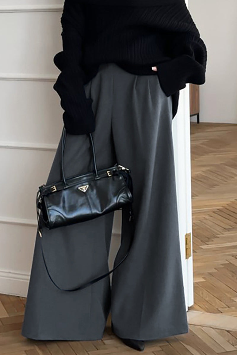 Casual Street Patchwork Loose High Waist Wide Leg Bottoms(No waist belt)