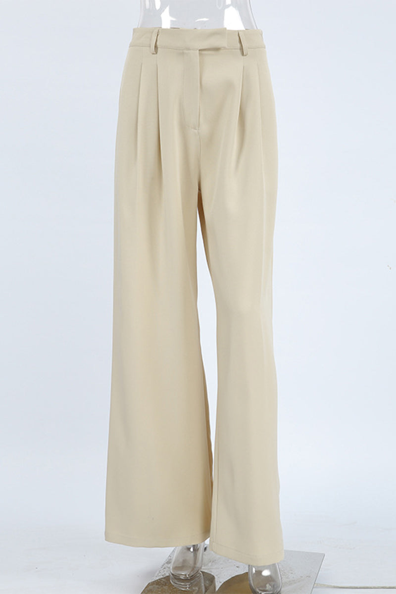 Casual Street Patchwork Loose High Waist Wide Leg Bottoms(No waist belt)