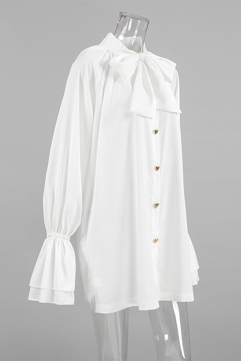 Elegant Lace Up Buckle Ribbon Collar A Line Dresses(3 Colors)