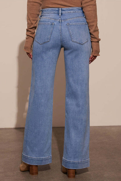 Casual  Distressed Pocket High Waist Loose Denim Jeans