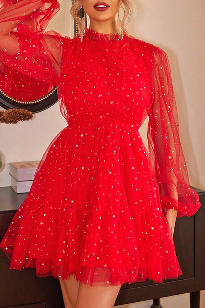 Prom Elegant Sequins Mesh O Neck Evening Dresses(3 Colors)