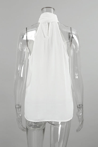 Sexy Solid Color Lace Up Halter Tops