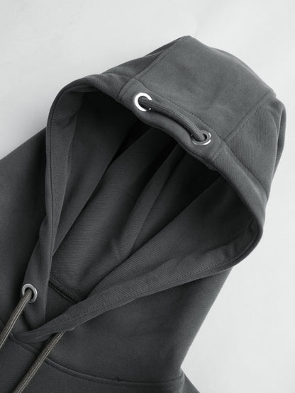 Letter Print Drawstring Eyelet Decor Pocket Oversized Hoodie