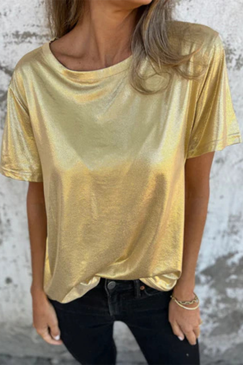 Camisetas casuales de cuello redondo en color liso (5 colores)