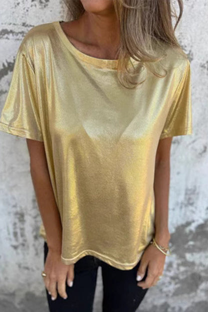 Camisetas casuales de cuello redondo en color liso (5 colores)