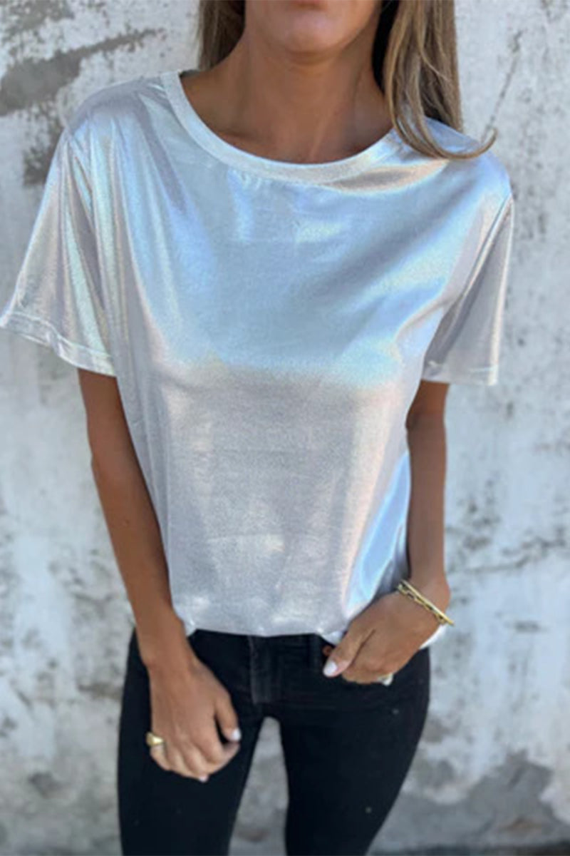 Camisetas casuales de cuello redondo en color liso (5 colores)