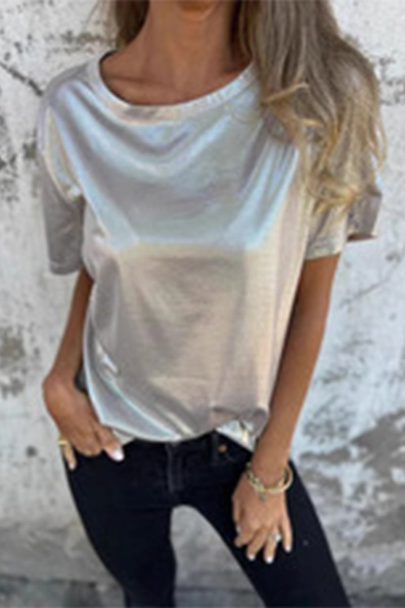 Camisetas casuales de cuello redondo en color liso (5 colores)