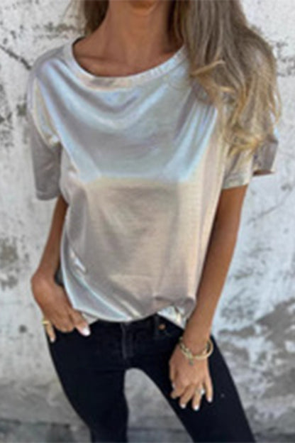 Camisetas casuales de cuello redondo en color liso (5 colores)