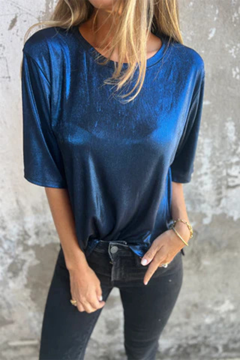 Camisetas casuales de cuello redondo en color liso (5 colores)