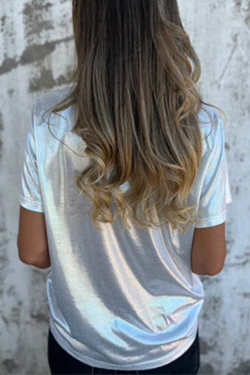 Camisetas casuales de cuello redondo en color liso (5 colores)