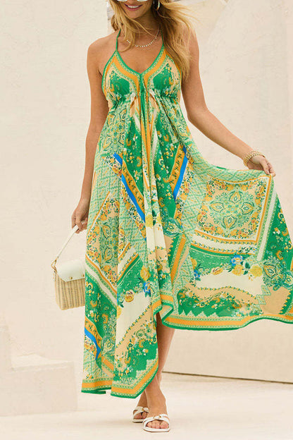 Vestidos de playa sexys con estampado floral, encaje, espalda descubierta, escote en V en contraste