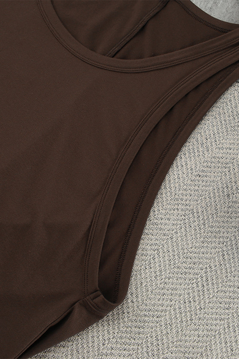 Conjunto informal de dos piezas con cuello en U y sin mangas de patchwork
