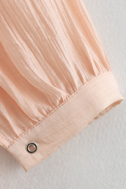 Casual Solid Color Lace Up O Neck Blouses