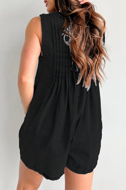 Casual Street Pocket Lace Up V Neck Sleeveless Loose Denim Jumpsuits(9 Colors)