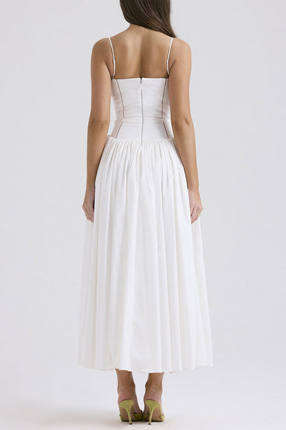 Elegantes vestidos de tirantes con cuello cuadrado y patchwork