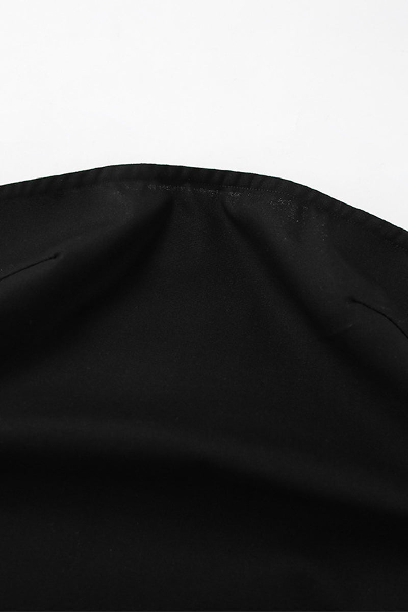 Sexy Solid Color Slit Zipper Strapless Tops