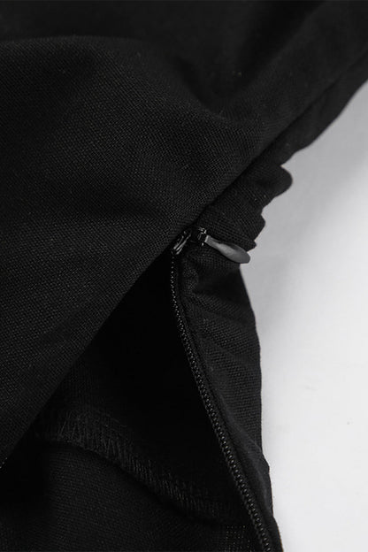 Sexy Solid Color Slit Zipper Strapless Tops