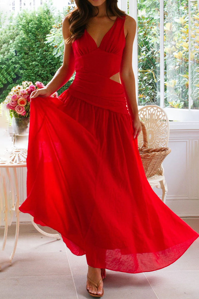 Sexy  Hollow Out V Neck Sleeveless Dresses