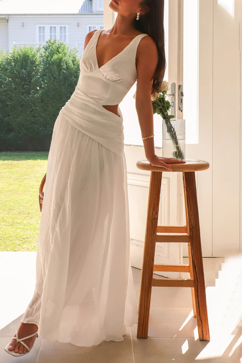 Sexy  Hollow Out V Neck Sleeveless Dresses