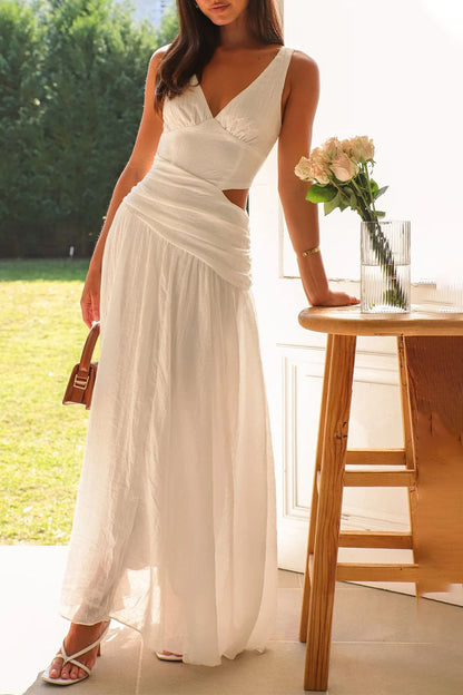 Sexy  Hollow Out V Neck Sleeveless Dresses