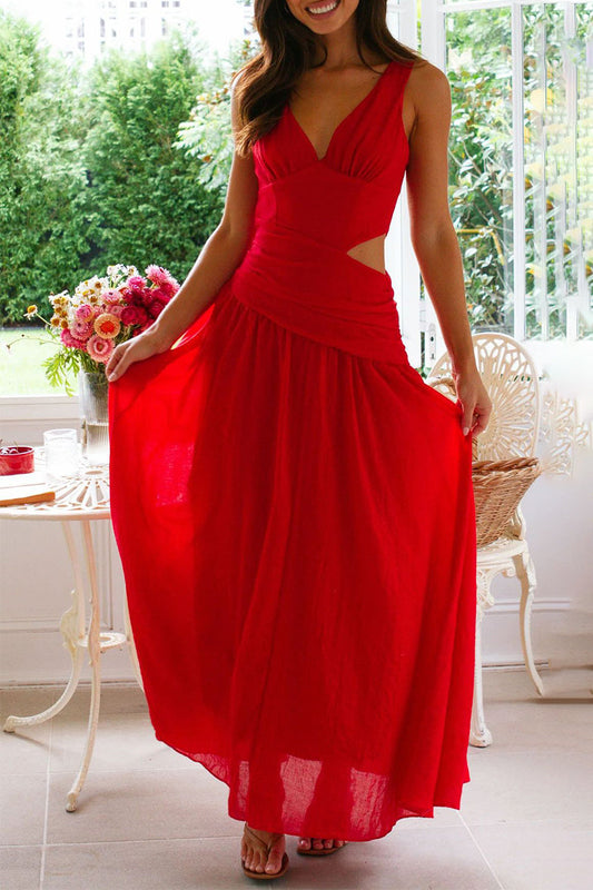 Sexy  Hollow Out V Neck Sleeveless Dresses