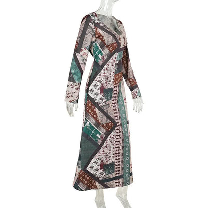 Long sleeve v neck contrast zip-up maxi dress  | Festival Outfits Women