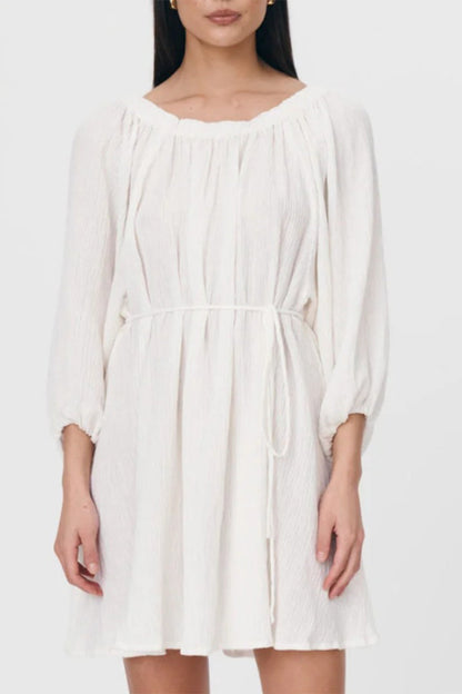 Sexy Lace Up Ruched Off Shoulder Long Sleeve Dresses