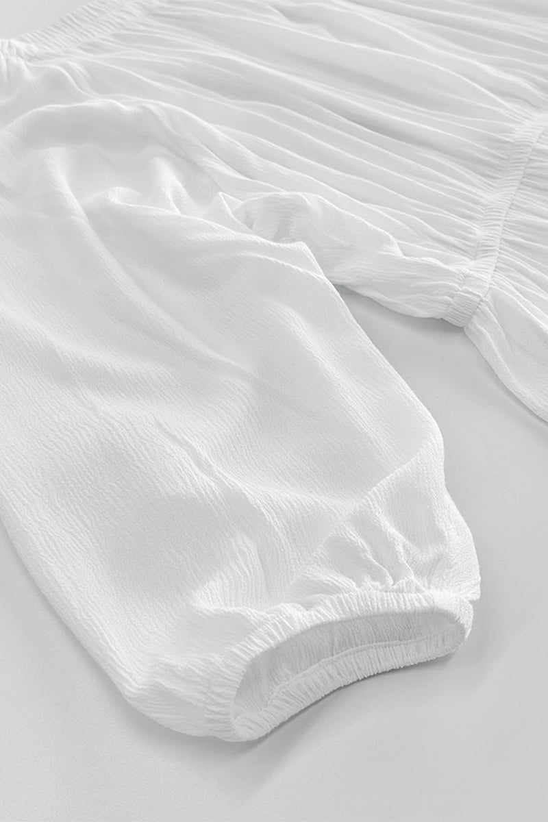 Sexy Lace Up Ruched Off Shoulder Long Sleeve Dresses