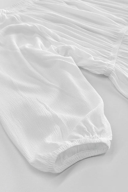 Sexy Lace Up Ruched Off Shoulder Long Sleeve Dresses