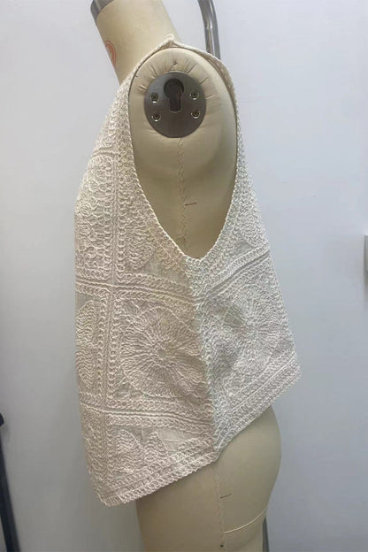 Chalecos casuales con cuello en V y botones bordados