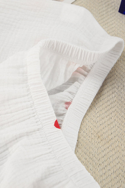 Casual Love Print Patchwork Ruffle V Neck Long Sleeve Two Pieces