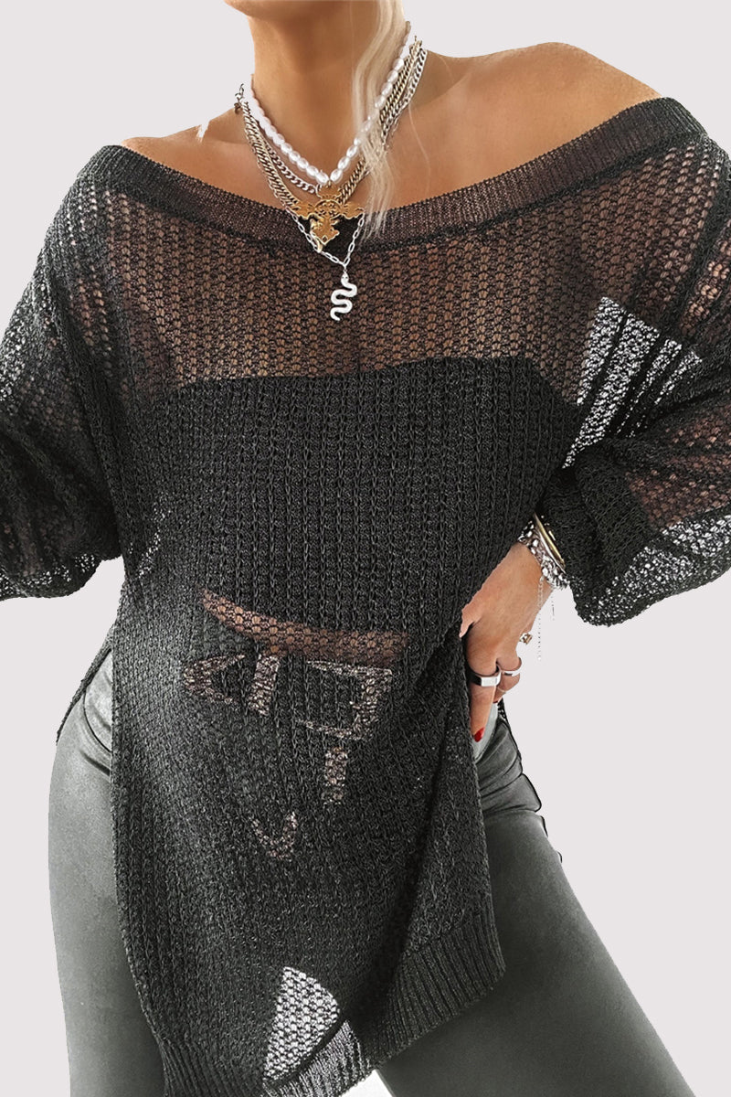 Sexy Solid Color Hollow Out Off Shoulder Tops