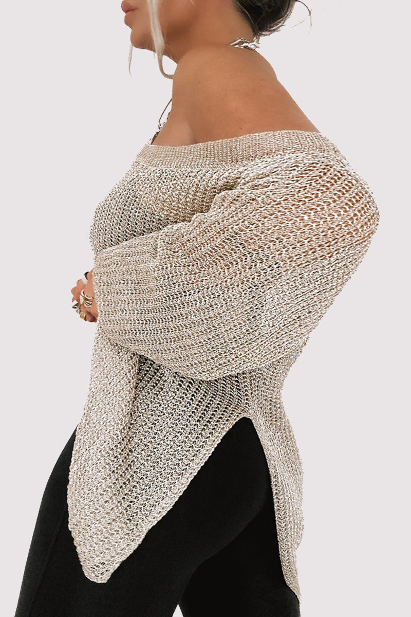 Sexy Solid Color Hollow Out Off Shoulder Tops