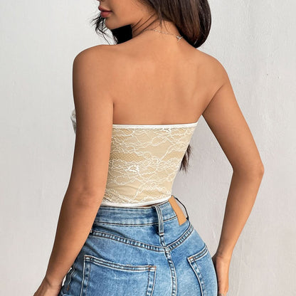Sweetheart neck lace bustier button top  | Festival Outfits Women