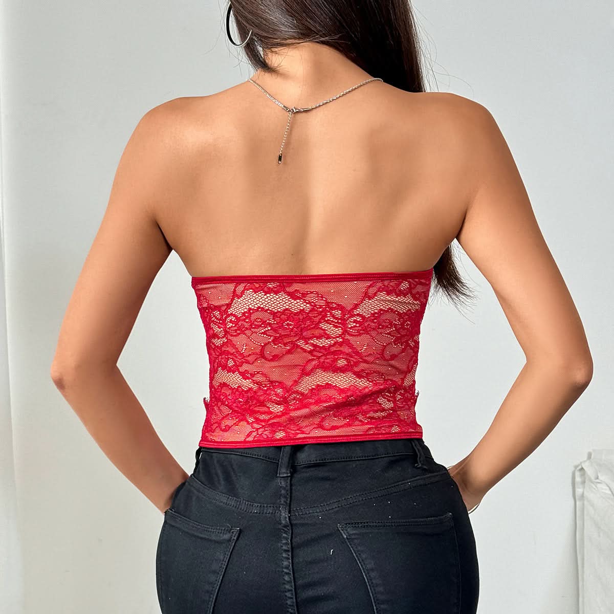 Sweetheart neck lace bustier button top  | Festival Outfits Women