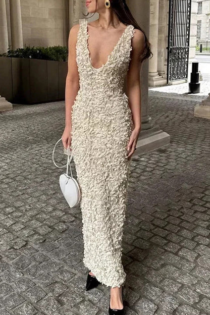 Sexy Flower Shape V Neck One Step Skirt Dresses