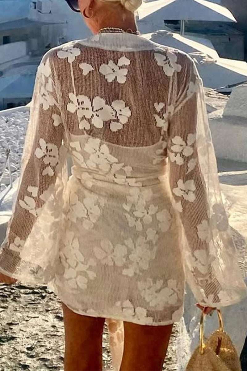 Traje de baño sexy de encaje con flores para vacaciones