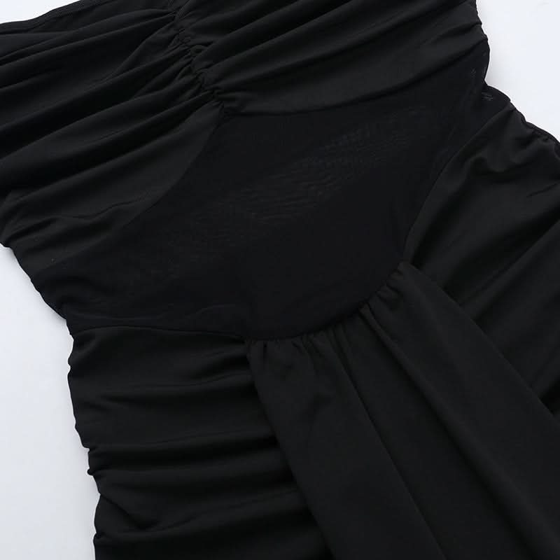 Off shoulder mesh patchwork ruched maxi dress  | Festival Outfits Women
