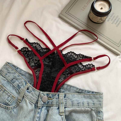 Lace hollow out cross front adjustable short pant  | Festival Outfits Women