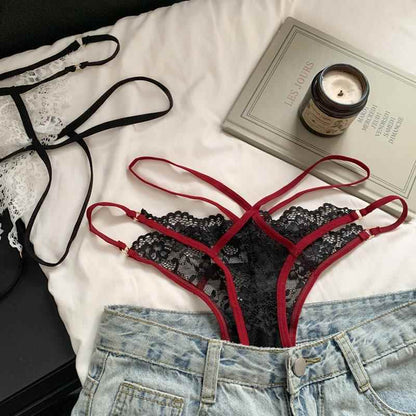 Lace hollow out cross front adjustable short pant  | Festival Outfits Women