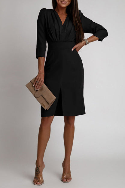 Sexy Slit V Neck Wrapped Skirt Dresses(4 Colors)